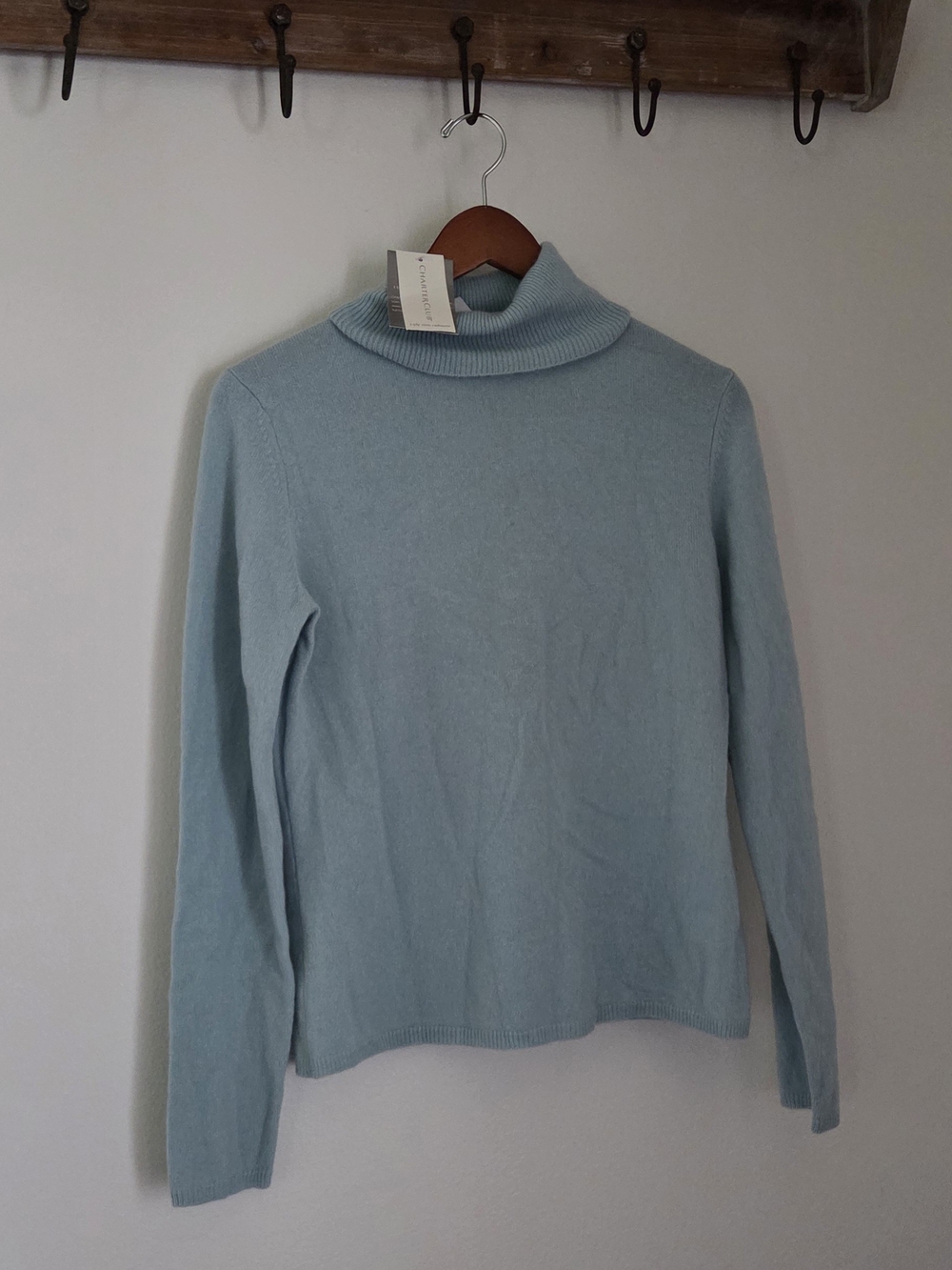 NWT Charter Club 100% 2-Ply Cashmere Turtleneck Sweater Ice Blue ♡ Small